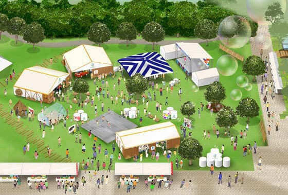 俯瞰のテントイベントのイメージパース