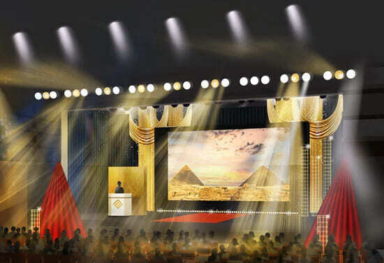 企業式典でのステージイメージパース